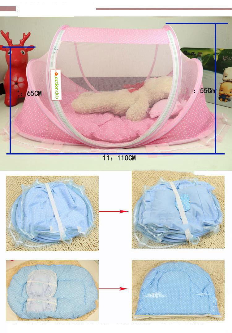 Foldable Baby Bed Net with Pillow Net, 2-Piece Set