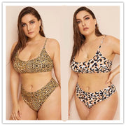 Plus Size Triangel-Bikini mit Leopardenmuster