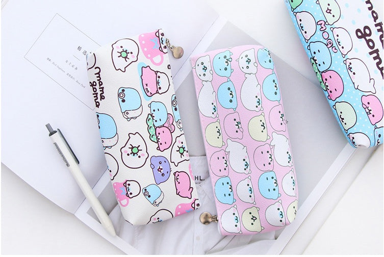 Cute triangular PU leather pencil case