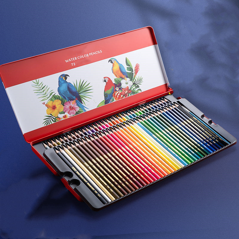 Water-soluble drawing set with oil-based colored pencils