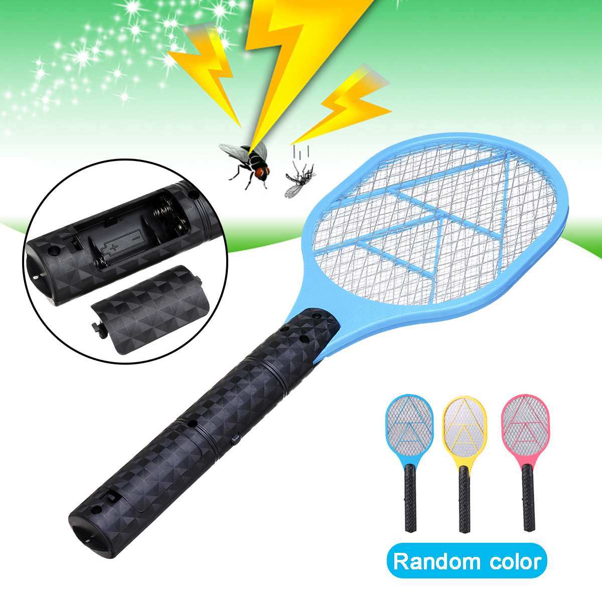 Electric mosquito swatter with battery operation