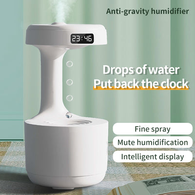 Anti-Schwerkraft-Luftbefeuchter für Schlafzimmer mit Uhr, Wassertropfen-Rückfluss-Aroma-Diffusor, große Kapazität, Stummschaltung, starker Nebel, Haushaltssprüher