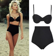 Retro-Bikini-Badeanzug mit hoher Taille