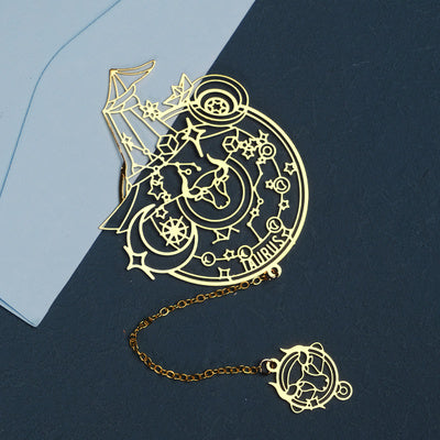 Twelve Constellations Series Metal Bookmark Brass Hollowed Out