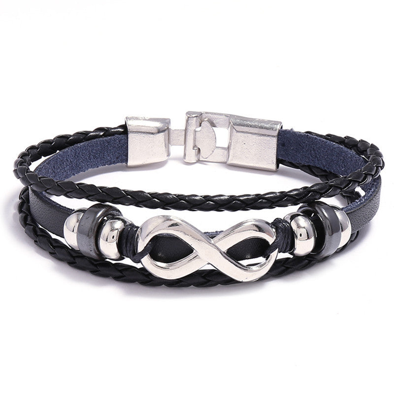 Herren Retro Unendliches Symbol Leder armband