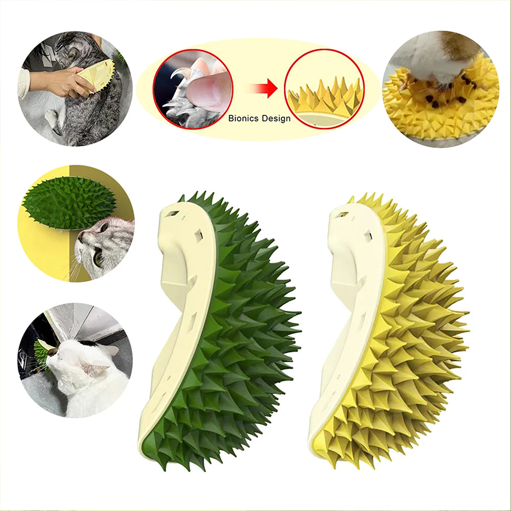 Durian Cat Brush, Self-Grooming Device for Dogs and Cats, Wall/Corner Scratching/Massage Combs in Durian Shape