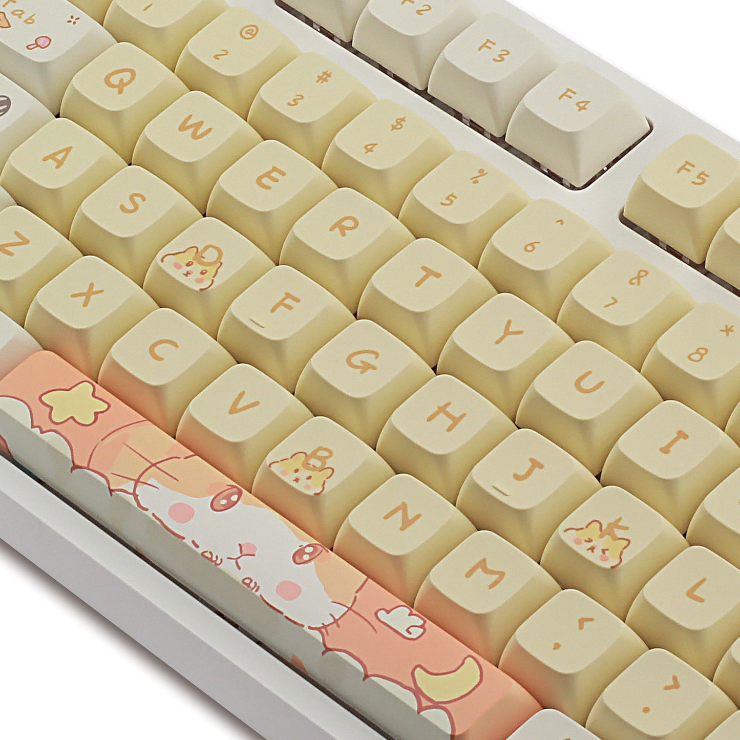 Mechanical Keyboard Keycaps Custard Cute Fit 68 75 98 100 Column Key Cap