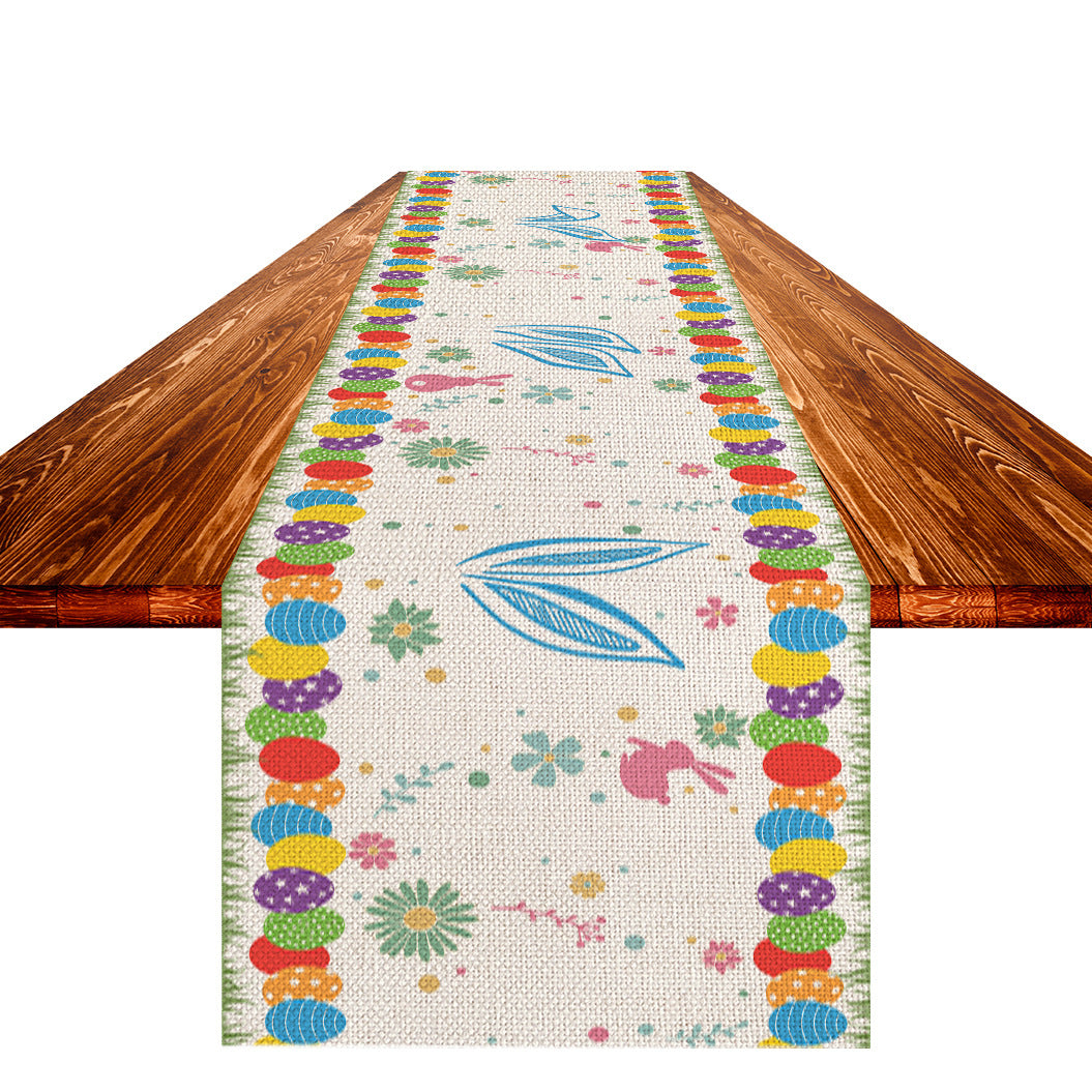 Easter Table Flag Linen Strong Durable Tablecloth Oil And Stain Proof