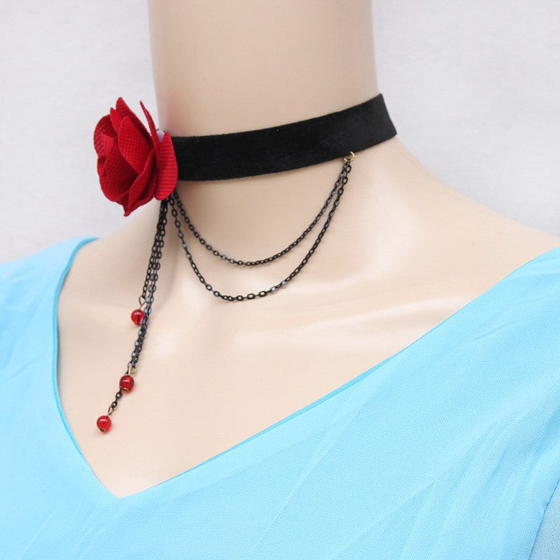 Accessories Vintage Rose Tassel Pendant Queen Style Necklace Collar