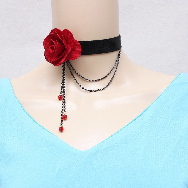 Accessories Vintage Rose Tassel Pendant Queen Style Necklace Collar