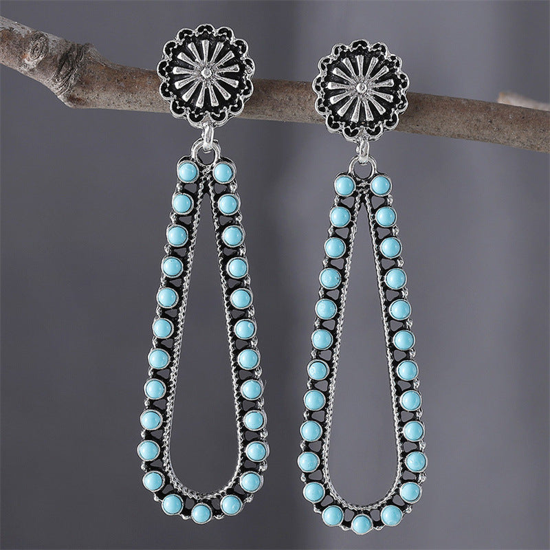 European And American Retro Simplicity Drop-shaped Flower Earrings