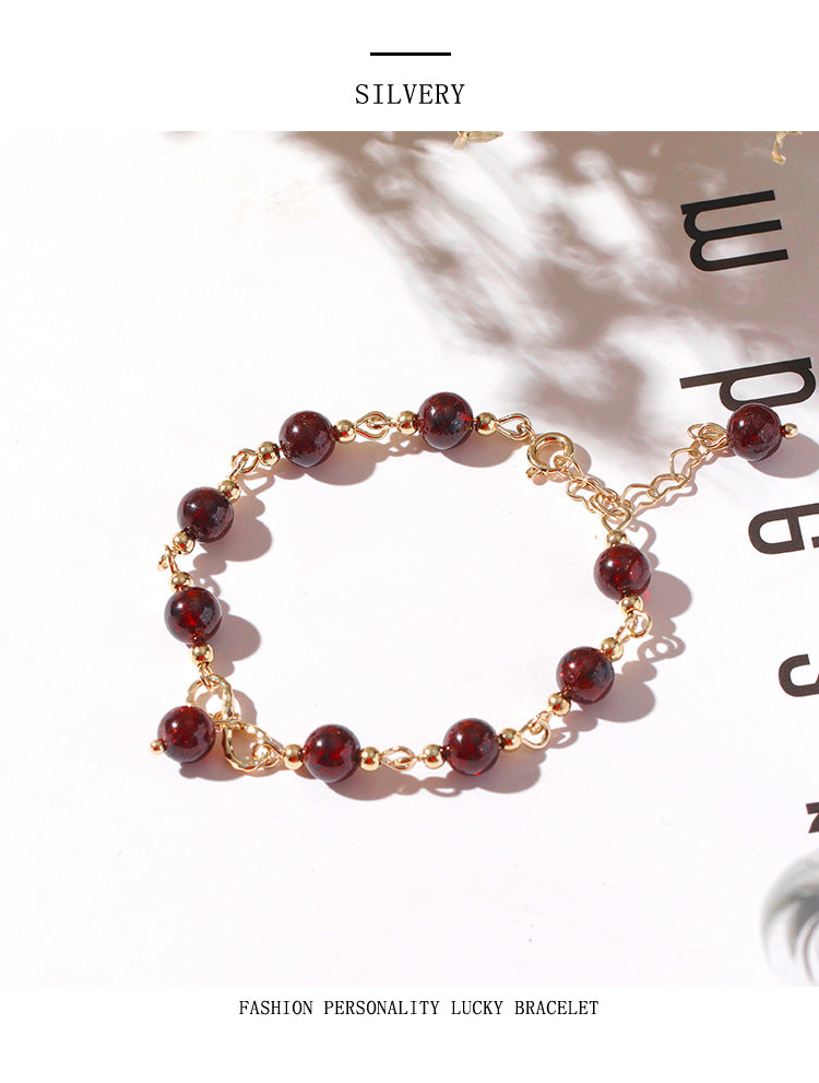 Bardo Wine Red Garnet Bracelet For Women