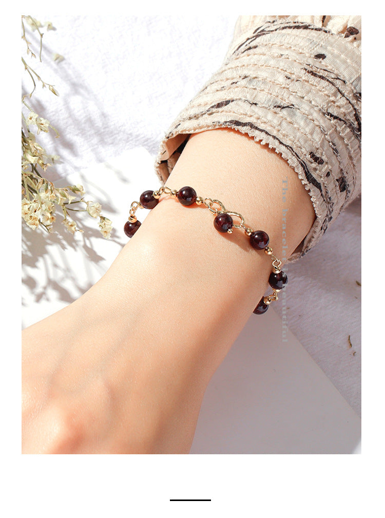 Bardo Wine Red Garnet Bracelet For Women