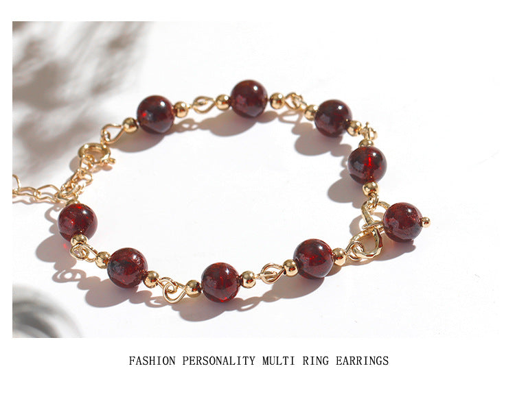 Bardo Wine Red Garnet Bracelet For Women