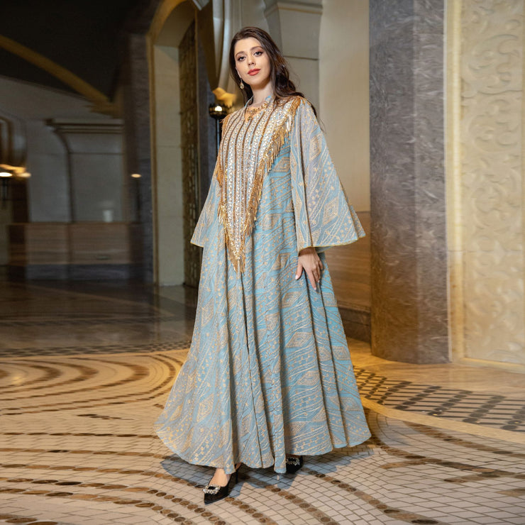 Festival Abendkleid Arabisch Dubai Mesh Bestickte Pailletten Robe Naher Osten