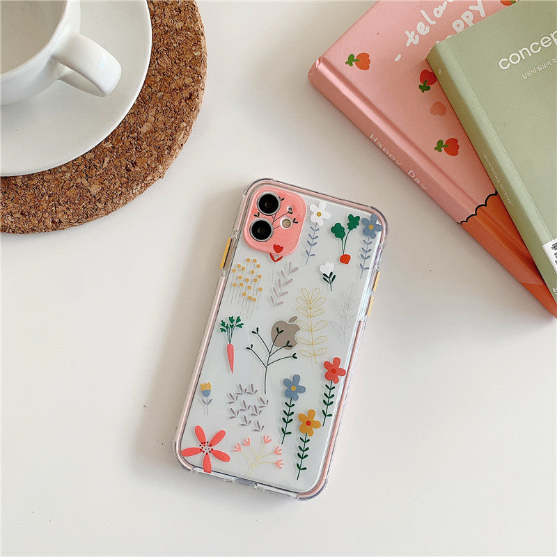 Compatible with, Idyllic Little Flower Soft Shell Transparent Mobile Phone Case