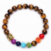 Sieben Chakra Healing Perlen Armband Natürliche Lava Stein Tiger Eye Perlen Armband