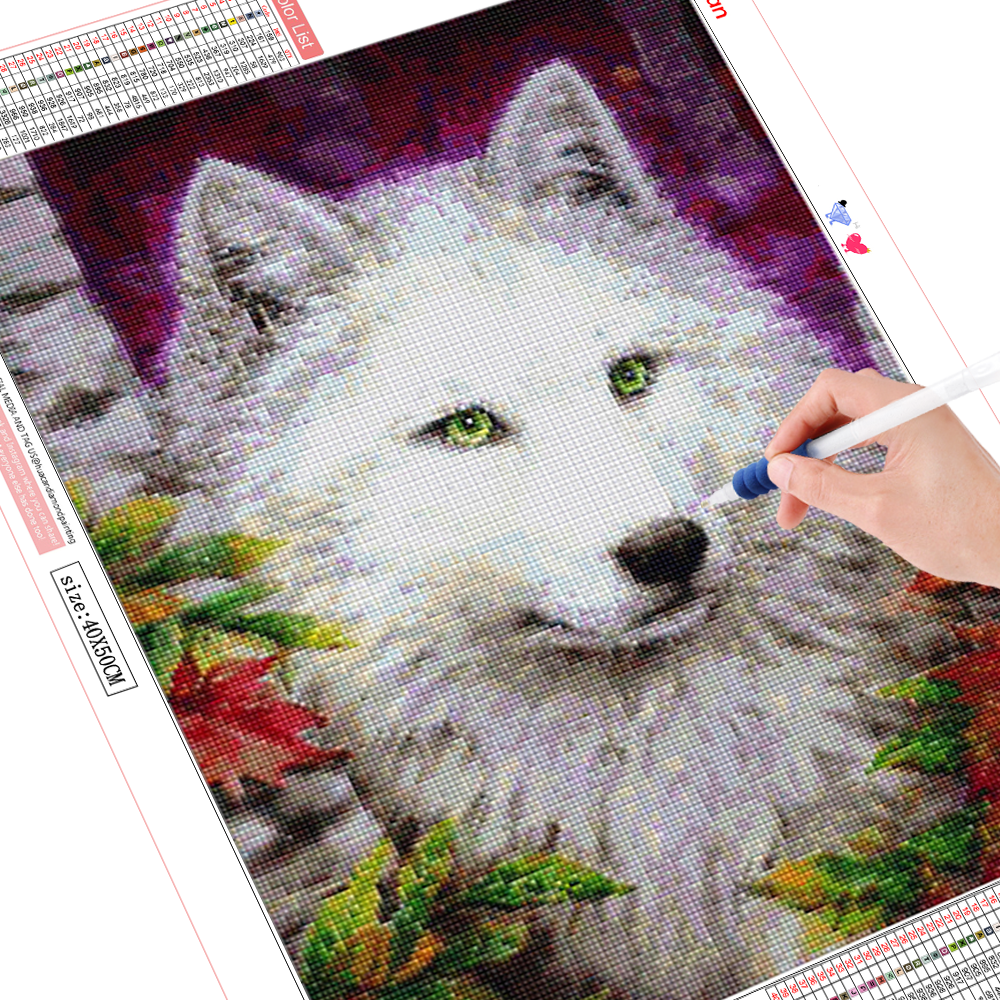 HUACAN 5D Diamond Embroidery Cross Stitch Wolf Painting Animal Picture