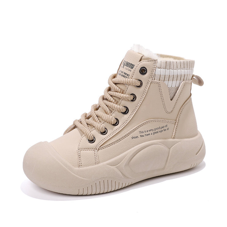 Mit Fleece gefütterte High-Top-Freizeitschuhe für Damen im Herbst und Winter