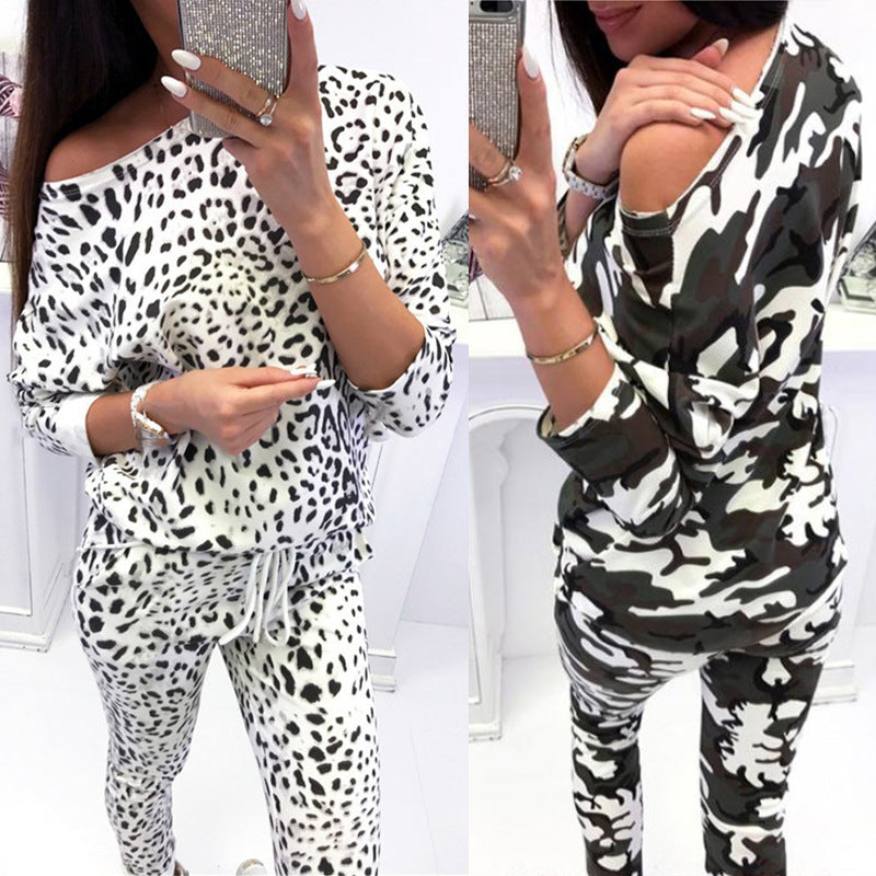 New Women's Plus Loose Leopard Print Suit