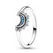 Sterling Silber Ring Stern Mond Voll Diamant Pärchenringe