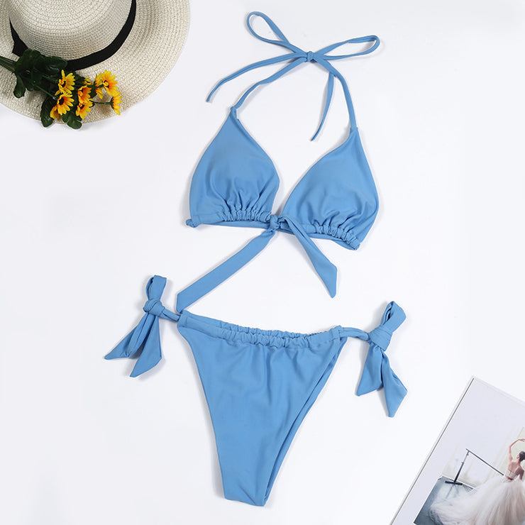 Bikini Mehrfarbigen Halter Neck Tie Große Brüste