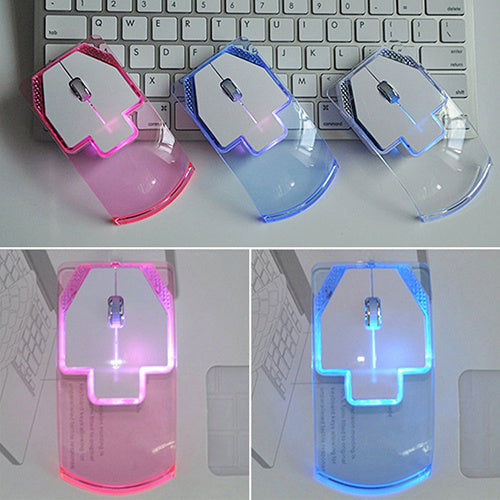 Creative Ultra-thin Transparent Wireless Optical Luminous Mouse