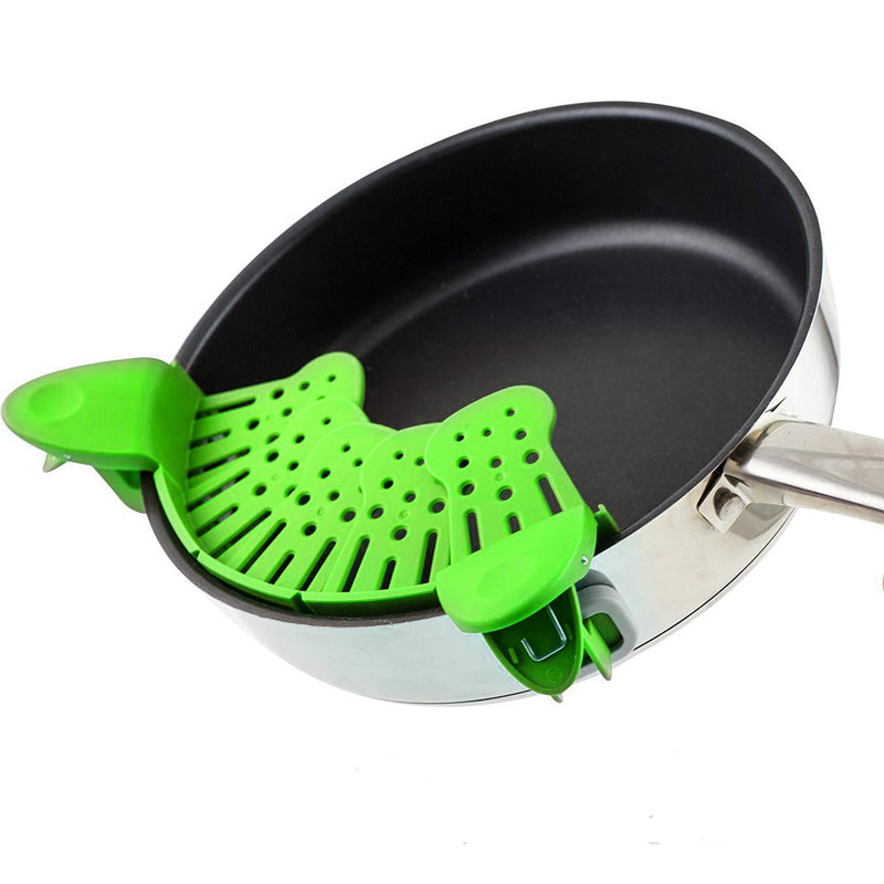 Universal Silicone Clip-on Pan Pot Strainer Anti-Spill Pasta Colander Food Rice Fruit Sieve Kitchen Gadgets