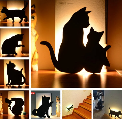 LED Tier Hund Katze Form Nachtlicht Sensor Control Smart Sound Wand Lampe Home Korridor Balkon Nacht Lampe Baby Kinder schlaf Lampen