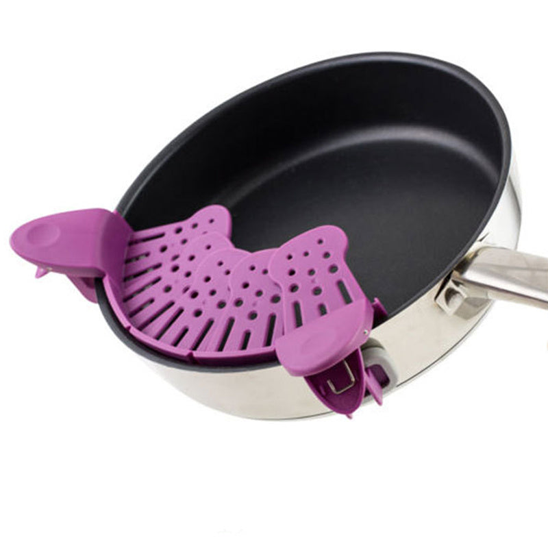 Universal Silikon-Clip-on-Pan-Topf-Sieb Anti-Spill-Pasta-Sieb Lebensmittel-Reis-Frucht-Sieb-Küchen-Gadgets