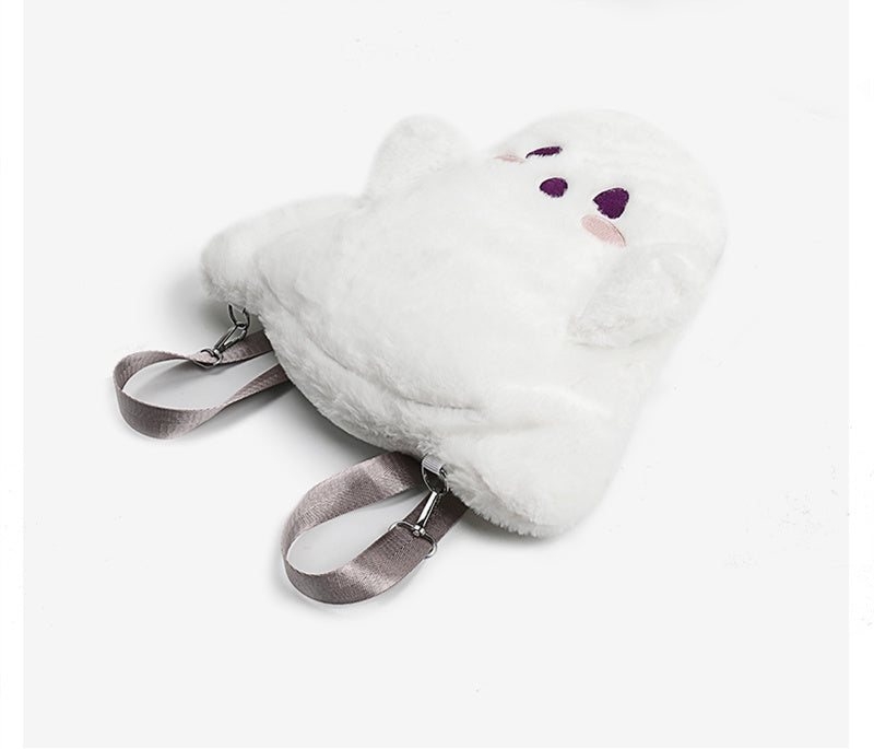 Cartoon Cute White Ghost Face Doll Plush Backpack