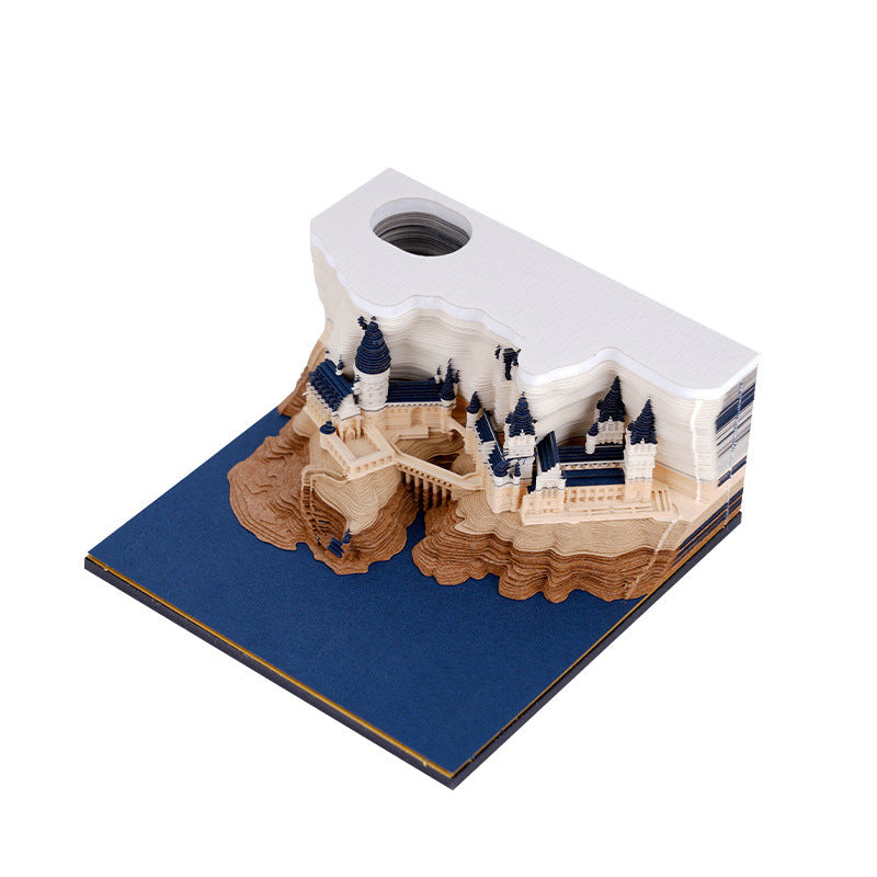 Paper sculpture model of a castle in 3D