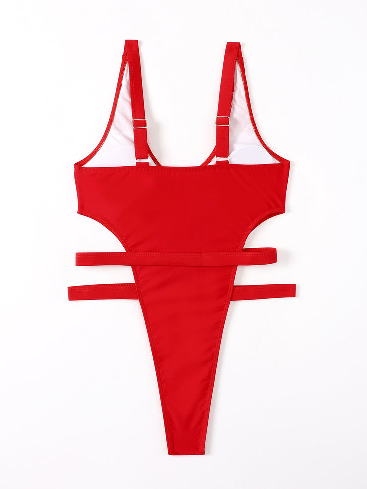 Einteiliger Badeanzug-Bikini mit Cut-Out-Gürtel für Damen