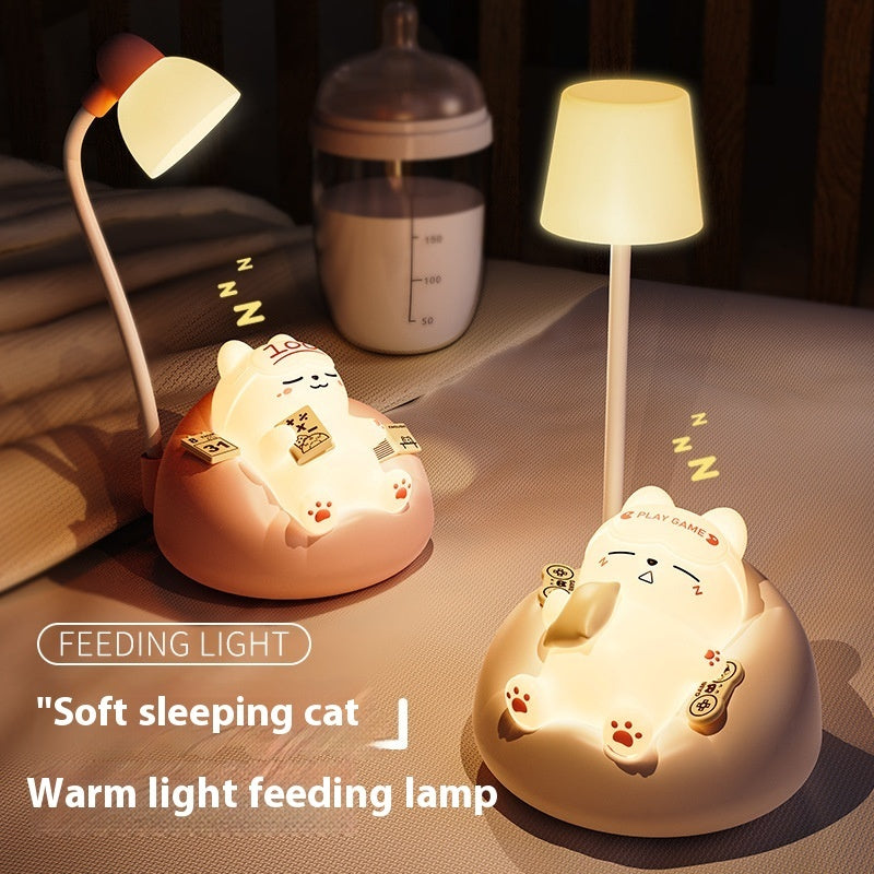 Kreative schlafende Katze Kleine Nacht lampe Nacht Aufladung Pat Lampe