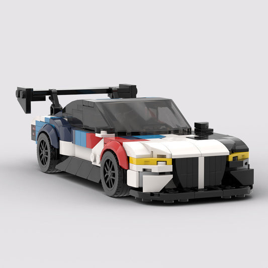 MOC building blocks compatible with M4GT3 racing car that boys assemble