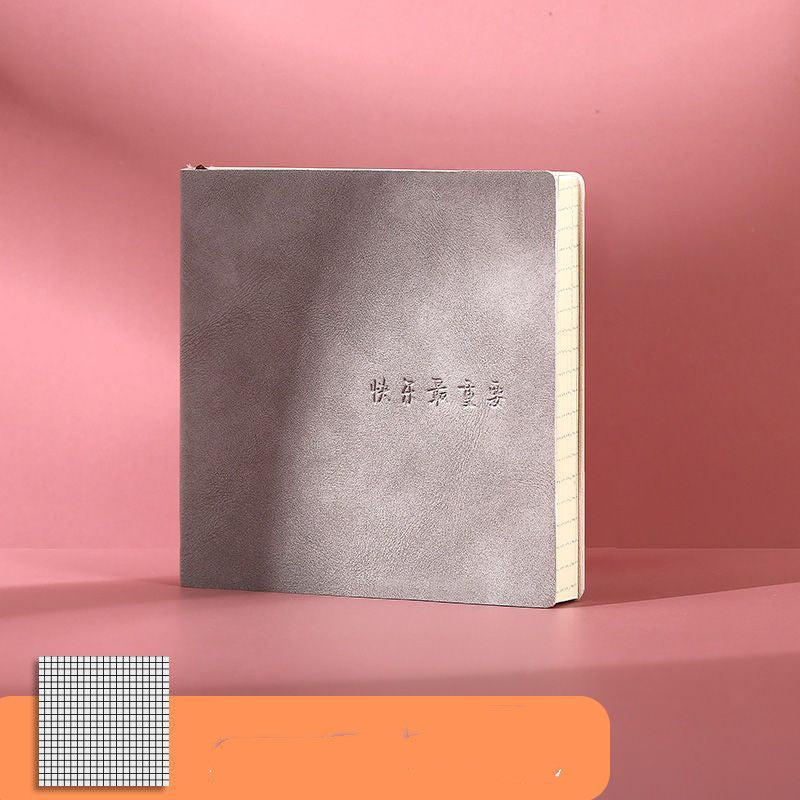 Square Notebook Blank Mesh Leather Surface Journal Book