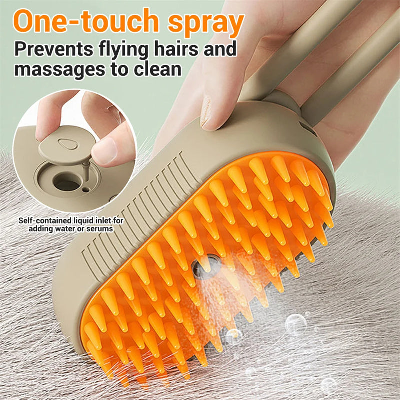 Steam brush for cats and dogs 3-in-1, electric spray brush