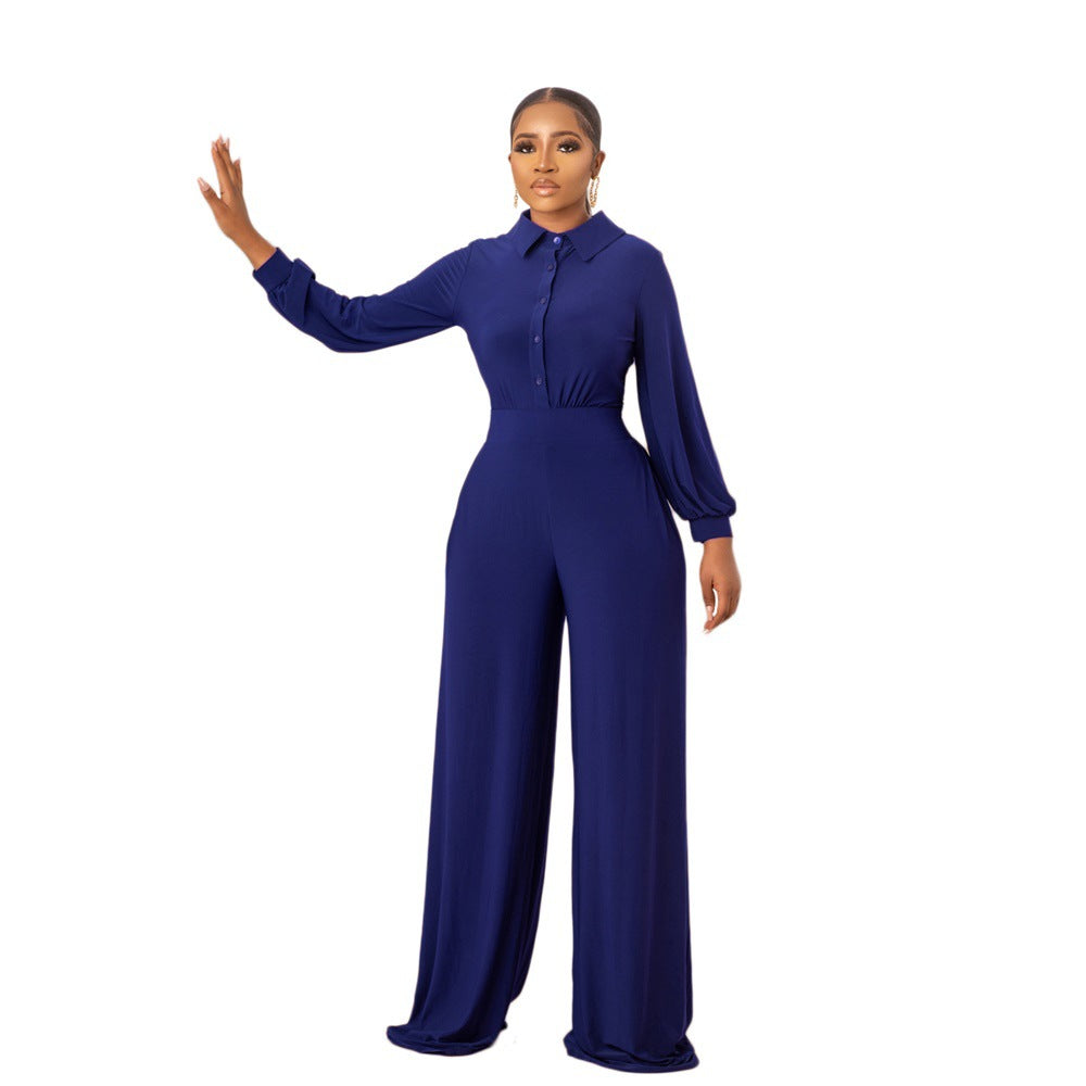 Europe And America Solid Color Casual Women's Jumpsuit