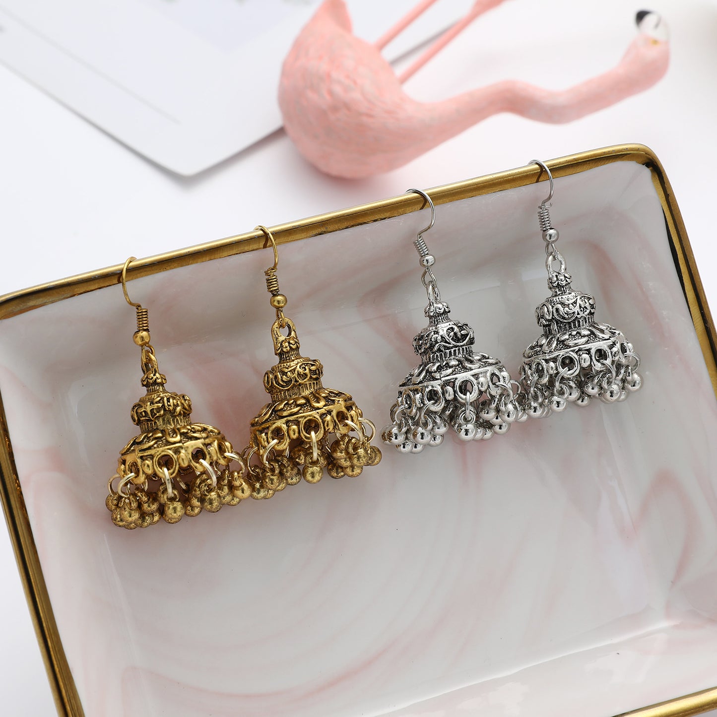 Ethnic style earrings with bells retro