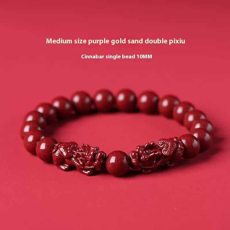 High-content Natural Raw Ore Cinnabar Ruyi Pi Xiu Bracelet