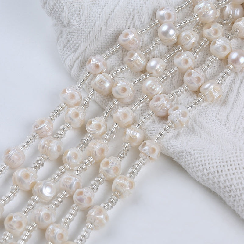 High Quality Natural Pearl Skull Bracelet