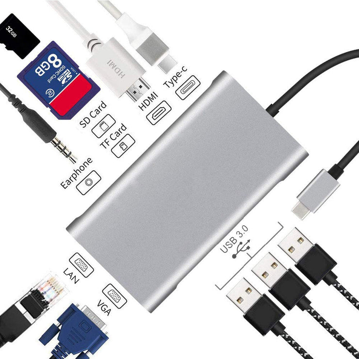 USB Typ C zu HDMI 10in 1 Erweiterung USB-Dock