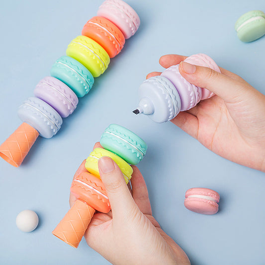 6 Pieces Cookie Highlighter Pen Set Macaron