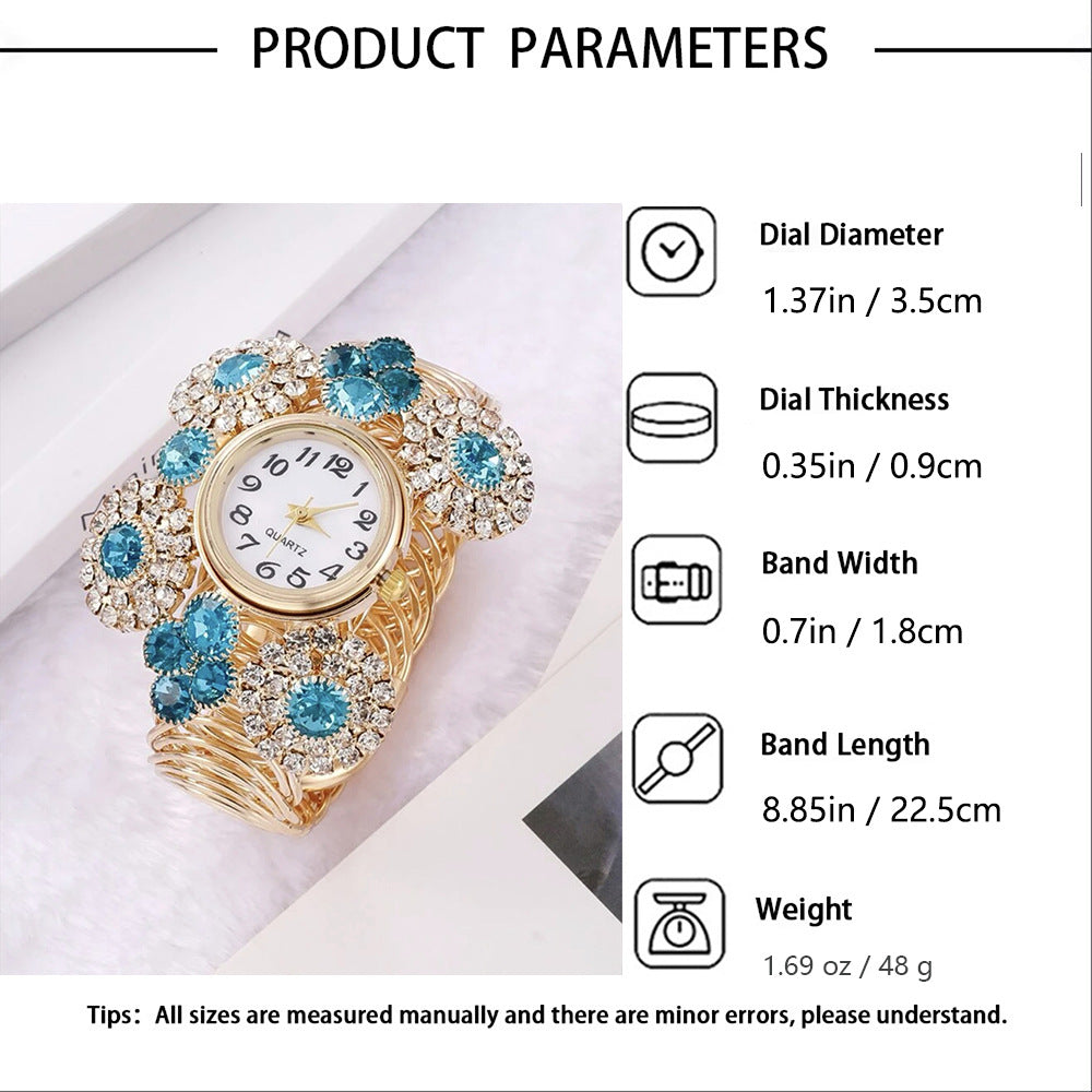 Elegant, affordable luxury quartz watch with inlaid rhinestones