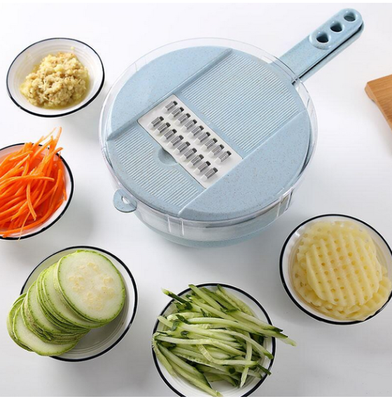 8-in-1 mandoline slicer, vegetable cutter, potato peeler with sieve