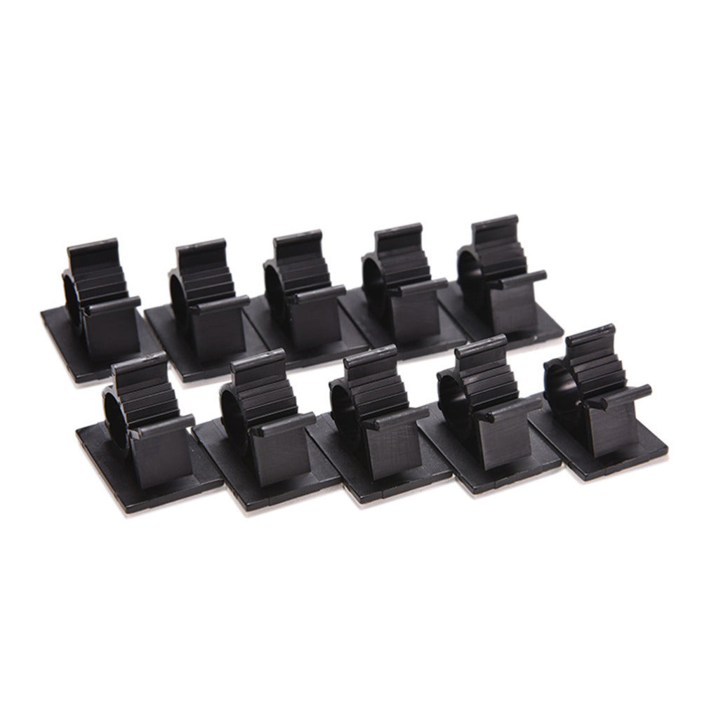 Nylon Black Self-Adhesive Cable Clamp 13mm Wire Cable Clip 10pcs