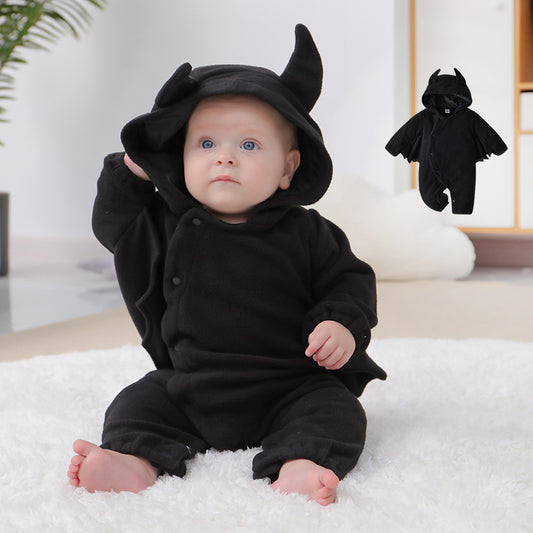 Baby Halloween onesies with bat hood in the shape of a little devil