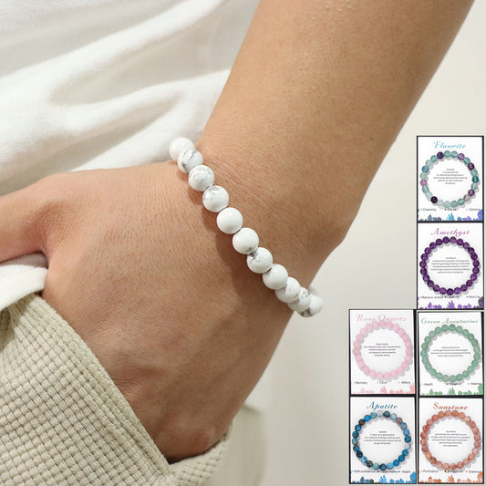 Simple and natural stone handmade elastic cord bracelet