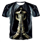 Herren T-Shirt mit Rundhalsausschnitt, kurzärmelig, Totenkopf-Motiv, Streetwear