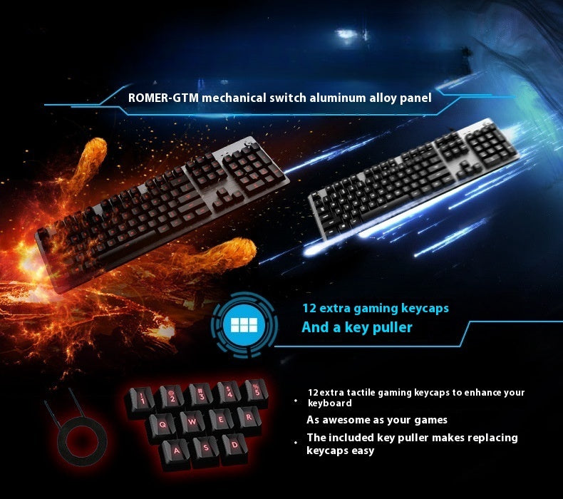 G413 Gaming Electronic Sports Mechanical Keyboard Desktop Backlight 104 Key Metal Panel